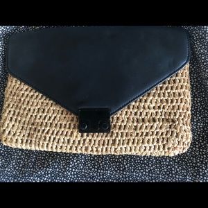 Loeffler Randall Straw Leather Chain Bag